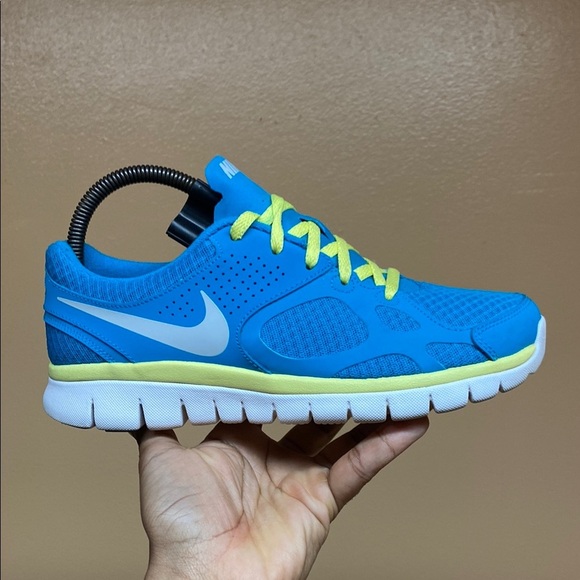 2012 Nike Flex Run Fitsole Turquoise Volt White Running Sneakers - Picture 4 of 16